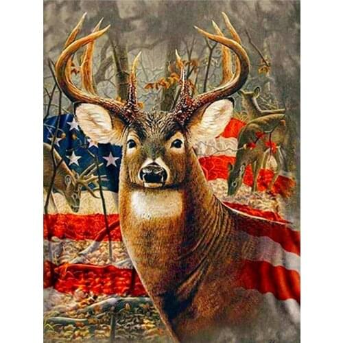 Diamond Embroidery Animals DIY Diamond Painting Deer Decoration Home Full Square American Flag Picture Of Rhinestone