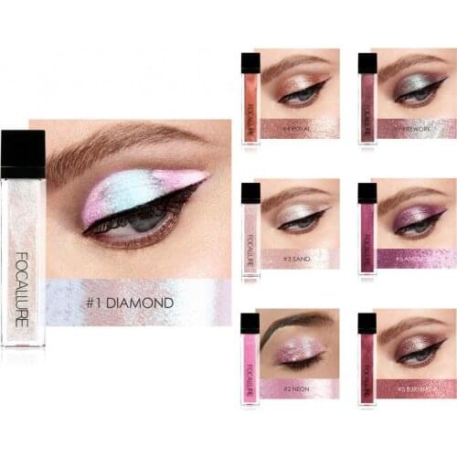 FOCALLURE 7 Color Shiny Glitter Lasting Waterproof Liquid Eyeshadow Multifunctional Highlighter Pearlescent Eyeliner Cosmetics
