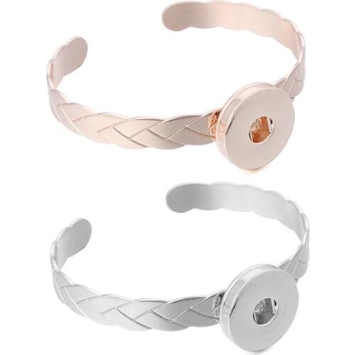 Snap Jewelry Rose Gold Metal Stainless Steel Bracelets Snap Bracelet Bangles Fit 18mm Snap Button Jewelry Snap Cuff Bracelet