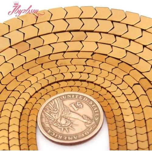 3,4,6x8,8mm Arrow Yellow Gold Hematite Beads No Magnetic Stone Spacer Beads for Women Men Necklace Bracelet Jewelry Making 15"