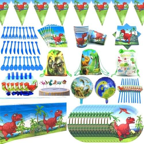 Dinosaur Party Theme Party Supplies Dinosaur Boy Birthday Disposable Plate Cup Banner Baby Shower Dinosaur Party Decor Balloons