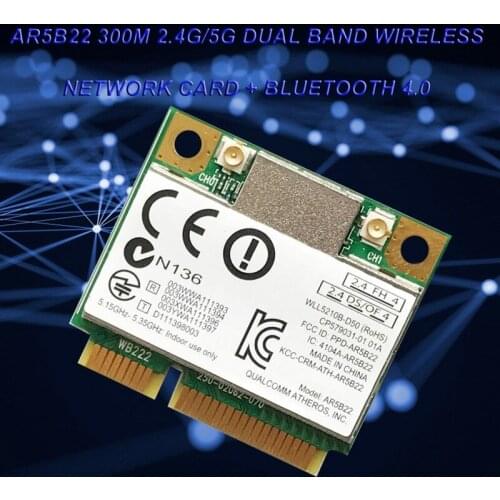 Dual Band 300Mbps Wifi AR5B22 Wireless 802.11a/b/g/n Half Mini PCI-E WLAN 2.4G/5Ghz 4.0 Wi-Fi Wireless Network Card