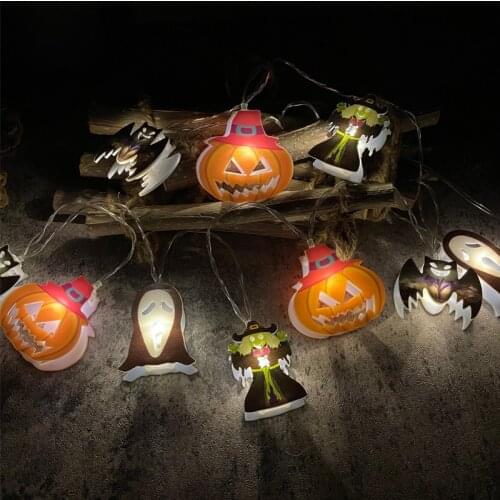 Halloween Pumpkin Witch String Light Bat Fairy Lights 2m 10LEDs Battery Powered Fairy Lights Holiday Home Garden Decoration Lamp