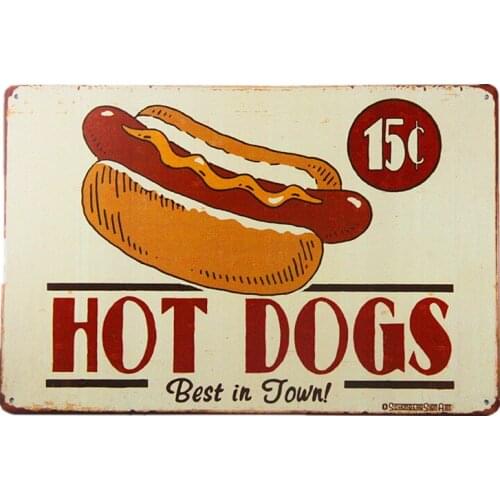HOT DOGS AMERICAN DINER metal Retro Aluminium tin Sign KITCHEN CAFE PUB