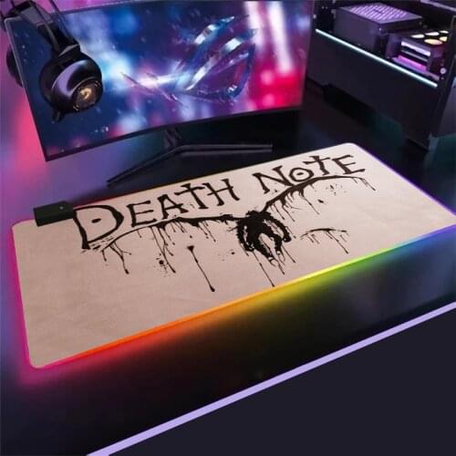 Anime Death Note Logo Gaming Mouse Pad Large RGB Computer Mause Pad Keyboard Mause Carpet Desk Mat PC laptop led mouse pad gift