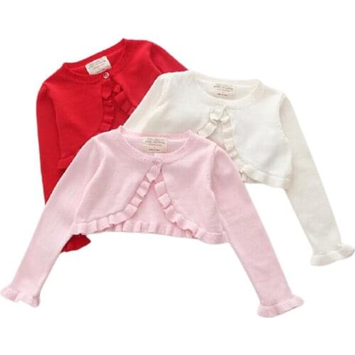 Baby Girls Cardigan Sweater Long Sleeve White Jacket Cotton Outerwear Baby Girls Coat 1-8Y Baby Clothes Autumn Knitted Cardigan
