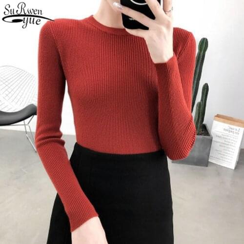 Korean Slim Sweater Women Tight Long Sleeve Pullover Women Autumn and Winter Womens Bottoming Sweater Womens Knitwear 10817