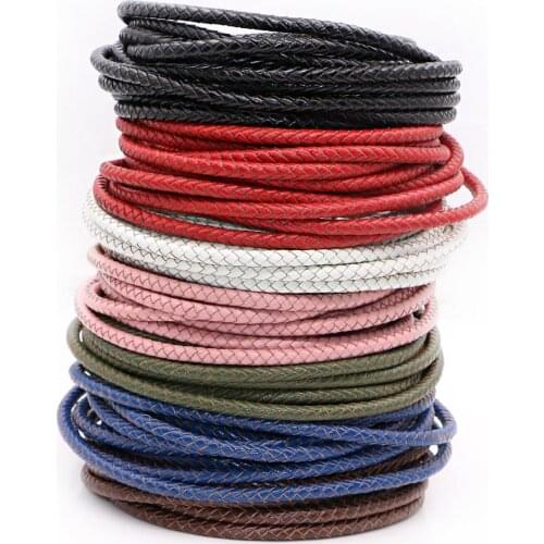 5meters/lot 6mm Round Genuine Braided Leather Cord Fit Bracelets Necklace and DIY jewelry accessories F0400A