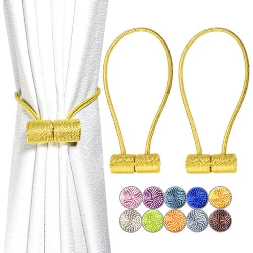 2Pcs Magnetic Curtain Tiebacks Convenient Curtains Holder Tie Backs European Style Decorative Weave Rope Curtain Clip Holdbacks