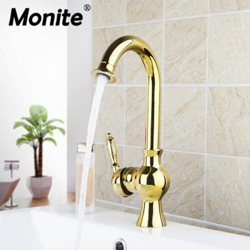 Monite Vase Golden Swivel Spray Kitchen Faucets Torneira 9829K Basin Sink Water Tap Vessel Lavatory Faucet Mixer Tap