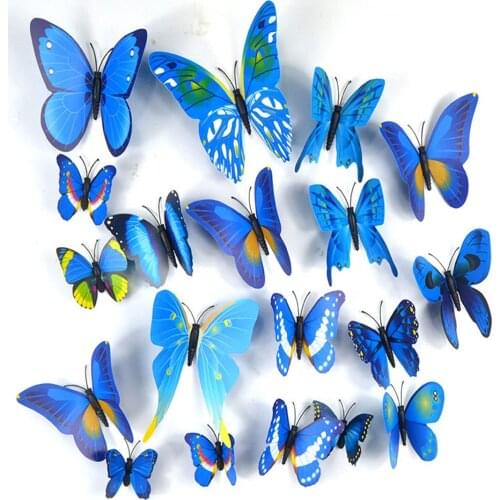 12pcs Wall Stickers Set 3D Butterfly Colorful Wall Stickers Poster on the Wall for Party Home Decoration Waterproof Material