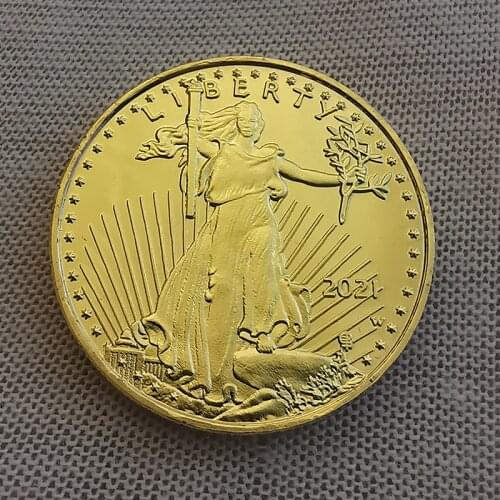New USA Gold 1/2 Oz Commemorative Coin 2021 United Statues of Liberty Eagle In God We Trust 27*2.7mm Souvenir Gifts