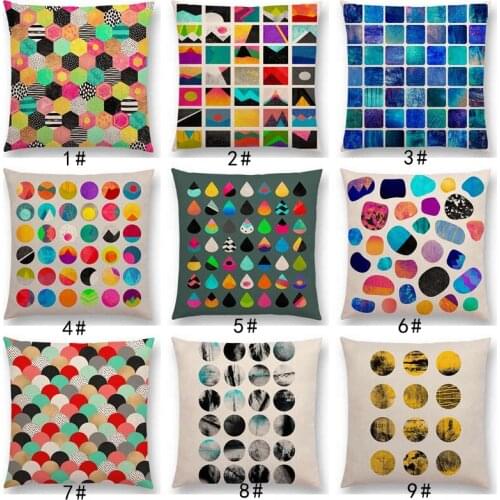 New Abstract Colourful Geometric Pattern Dreamlike Square Round Triangles Sector Diamond Gorgeous Cushion Cover Car Pillow Case