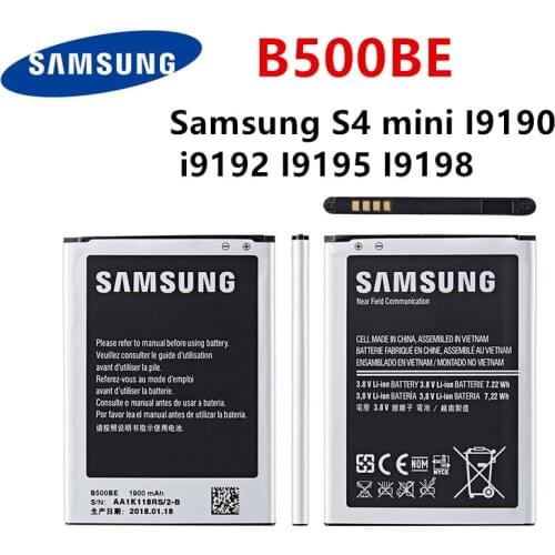 Orginal B500BE 1900mAh Battery For Samsung S4 mini I9190 i9192 I9195 I9198 Replacement batteries with NFC 4 pins