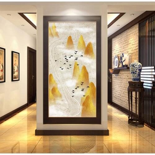 Posters and Prints Wall Art Canvas Painting Abstract Landscape Golden Mountains Pictures for Living Room Cuadros Decor No Frame