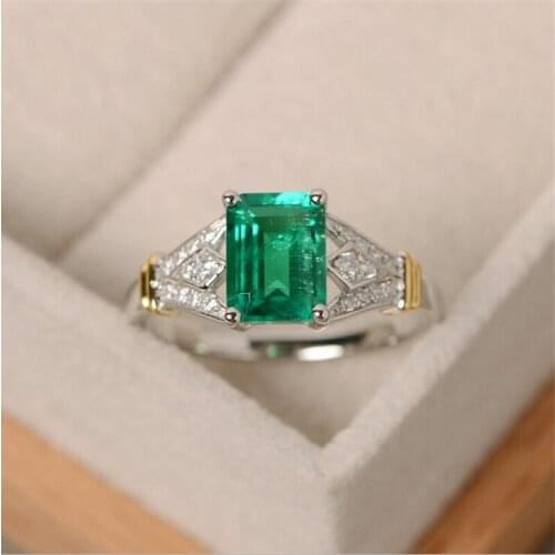 Drop Shipping Vintage Fashion Jewelry 925 Silver Fill Princess Cut Multi Color AAA Cubic Zirconia Popular Women Wedding Ring