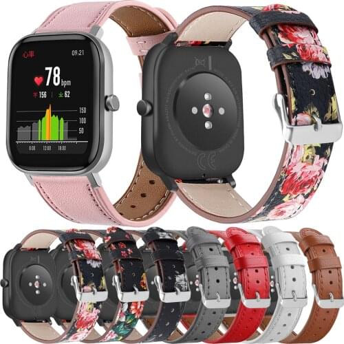 20mm Leather Strap Correa For Xiaomi Huami Amazfit Bip S U Lite Pop Watch Bracelet Band Clasp Replacement For GTS 1 2 GTR 42mm