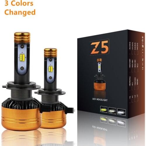 2pcs H4 Led Headlight H11 H3 H7 LED Canbus 3 Colors Changing Running Lights 3000K 4300K 6000K 9005 LED Bulbs Diode Lamp for Auto