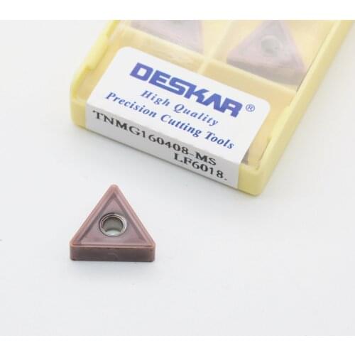10PCS DESKAR TNMG160404 TNMG160408 MM MS LF6018 External Turning Tools Carbide Inserts CNC Lathe Cutter Cutting Stainless Steel