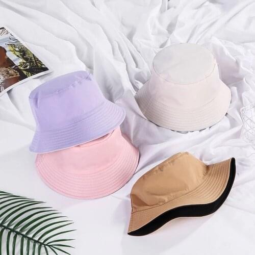 Solid Color Double-sided Basin Panama Hat Men Casual Light Board Fisherman Hat Fashion Visor Couple Bucket Hat Women