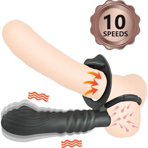 Penis Vibrator, Double Penetration Dildo Vibrator, Strapon Sex Toys, Anal Plug Prostate Massage Anal Plug Sex Toys for Men Sexo