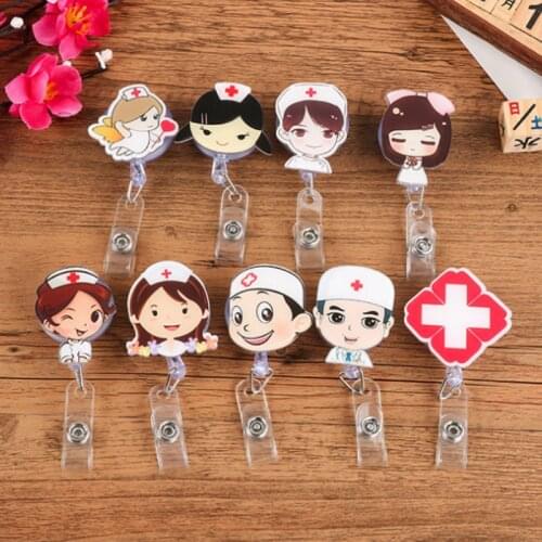 1PC Retractable Doctor Nurse Badge Work Card Clip Holder Employee ID Student Name Card Holder Clip Clamp Office School Supplies