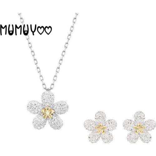 Fashion jewelry high quality swa, charming simple TOUGH flower pendant necklace small flower small fresh necklace for women
