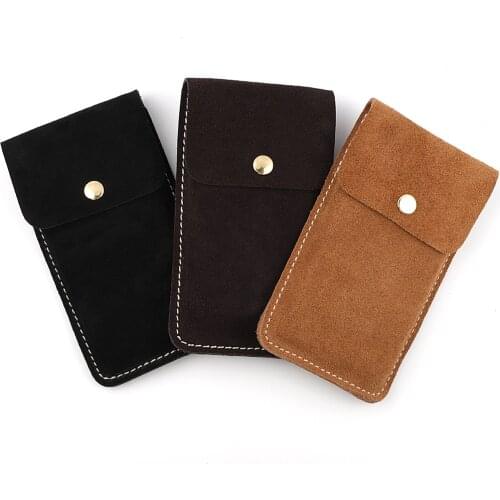 Suede Leather Black Watch Collection Bag Portable Watches Storage Box Protective Bag for Men Women Jewelry Watch Accessories