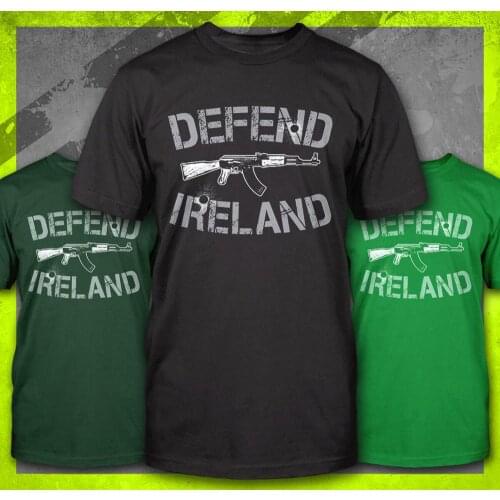 Defend Ireland Ak47 Rifle Irish Military Hooligan Soccer Pro Gun T-Shirt Homme 2019 New Hip-Hop Cotton Leisure Streetwear Tees