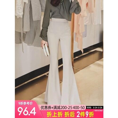 Plus Size Womens Slim Flare pants High Waist Pants Women Office Work Pants Wide Leg Pants Female Black Trousers Career Capris