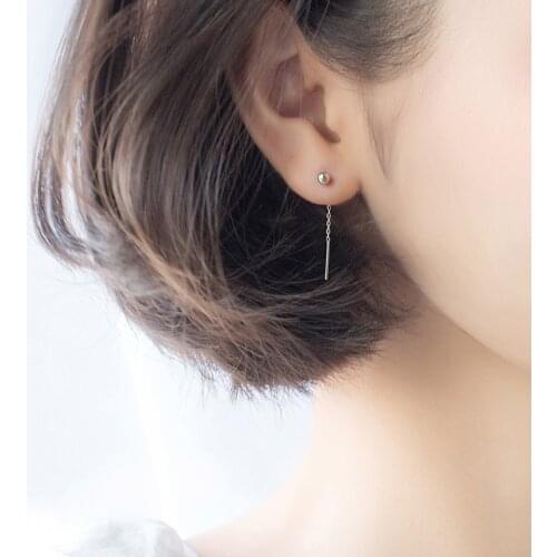 Colusiwei Real Sterling Silver 925 Dangle Earrings for Women 2 Size Tiny Simple Light Beads Chain Drop Earrings Female Jewelry