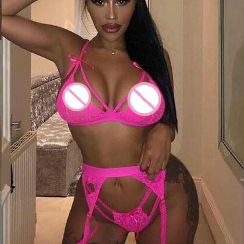 Women Sexy Lingerie Set Babydoll Lace Bra Set G-string Panty Exotic Underwear Nightwear Apparel