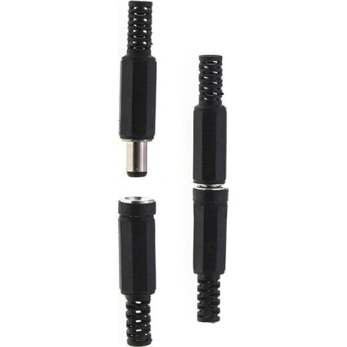 10 pcs(5 pair)male female DC 5.5*2.1/5.5*2.5mm power plug 9mm DC connector male plug female socket wire terminal adapter