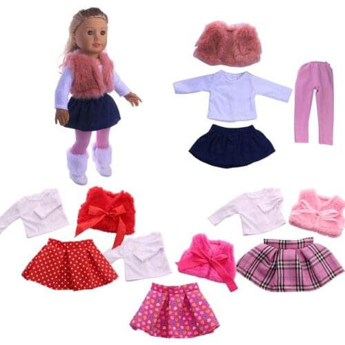 10 Styles Doll Clothe Set=T-Shirt+Gown+Skirt/Pants For 18 Inch American Doll&43Cm Born Baby Generation Birthday Girls Toy Gifts