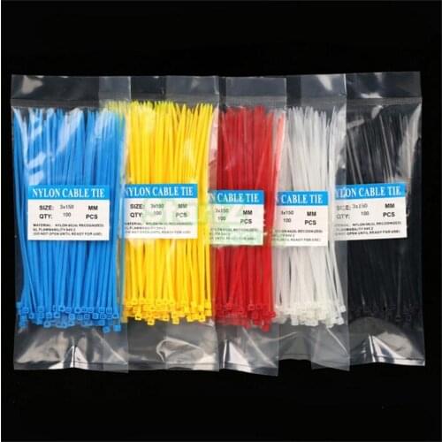 100Pcs/pack Colorful Factory Standard Self-locking Plastic Nylon Cable Ties,Wire Zip Tie Random Color 3*150mm width 2.5mm