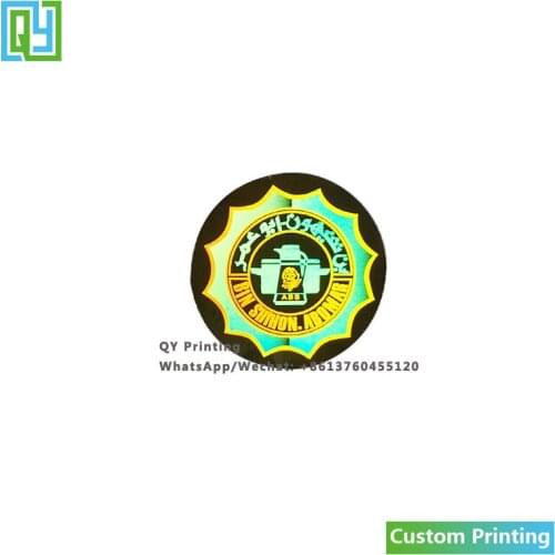 10000pcs 30x30mm Custom Printed 2D 3D Permanent Hologram Golden Foil Holographic Brand Name Security Packing Label Stickers