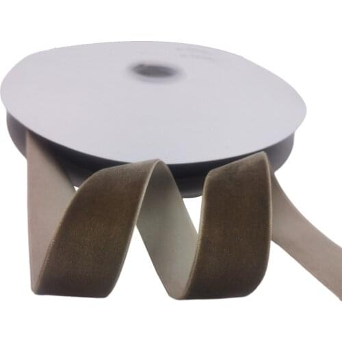 25MM X 25Yards Nylon DK Beige Velvet Ribbon Single Face for Handmade Gift Bouquet Wrapping Home Party Decoration Christmas