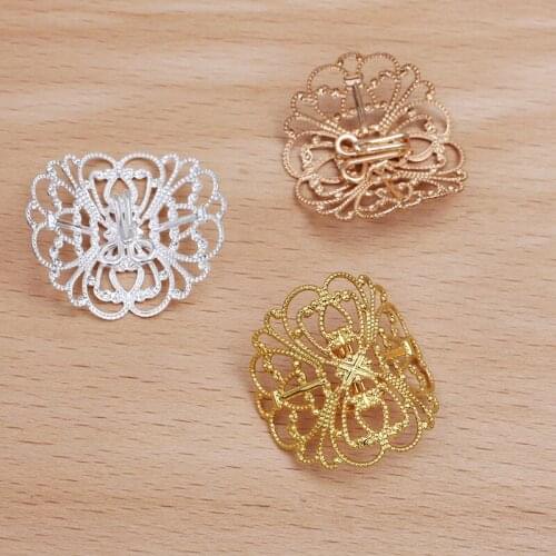 30 Pieces 22*32 mm Metal Copper Filigree Hair Rope Clasp Vintage Hair Accessories For Women