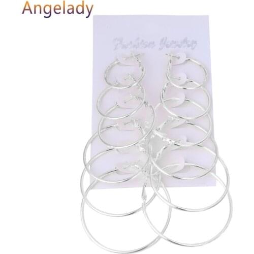 6Pairs/set Vintage Dangle Ring Big Circle Hoop Earrings Women Steampunk Ear Clip F3MD
