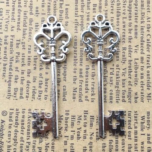 Newest 6Pieces18*57mm Mixed Alloy Antique Silver Color Key Lock Charms Vintage Keychain Pendant Accessory For DIY Jewelry Making