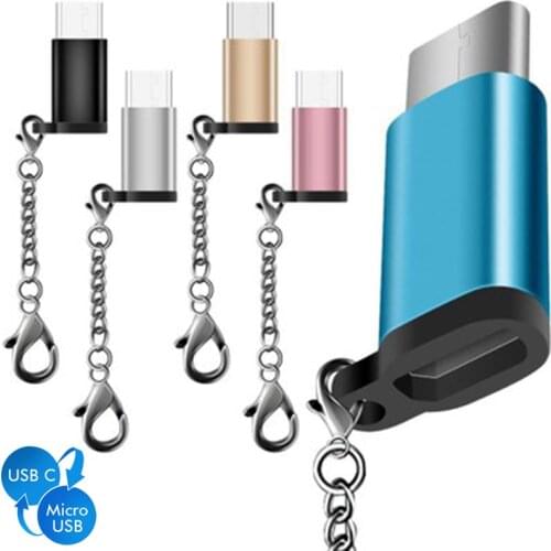 Mobile Phone Adapter Micro USB To Type C Adapter Anti-lost Keychain Connector for Huawei Xiaomi Samsung Galaxy Convert Connector