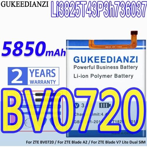 GUKEEDIANZI 5300mAh Li3825T43P3h736037 Phone Battery For ZTE BV0720 / Blade A2 /Blade V7 Lite Dual SIM Replacement Battery