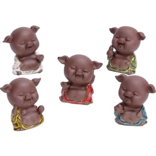 Bonsai Micro-landscape Small Ornaments Wufu Pig Fleshy Flower Pot Landscaping Decoration Animal Ceramic Gardening Accessories