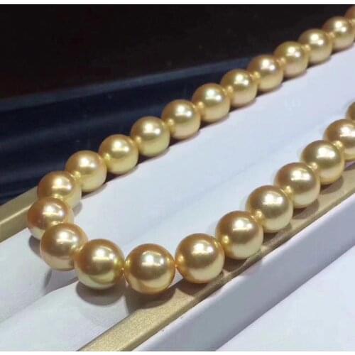 D109 Pearls Necklaces Fine Jewelry Natural Ocean Akoya 8-8.5mm Golden Akoya Peals Necklaces for Women Fine Pearls Necklaces