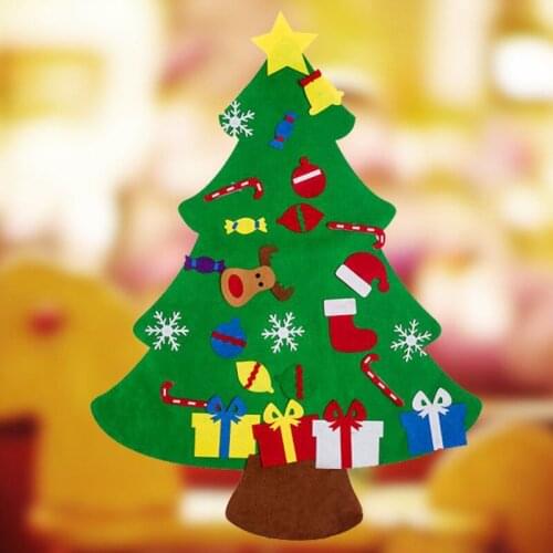 Kids DIY Felt Christmas Tree Decorations for Home New Year 2019 Christmas Gift Xmas Door Wall Hanging Ornaments Party Decoration