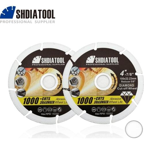 SHDIATOOL 2pcs 100mm Vacuum Brazed Diamond Metal Cutting Disc Diamond Cut-off Wheel Blade For Steel Tube Iron Rebar Angle Steel