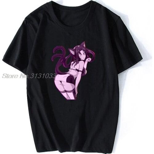 High School Girls T-shirts For Men High School Dxd - Kuroka Hentai Funny Men Cotton Tshirt Anime Tees Harajuku Streetwear