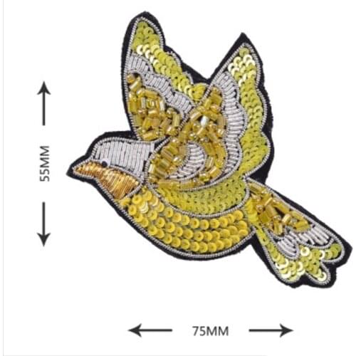 India silk embroidery Sequins patch,stickers for clothes,sewing accessory,Bird sequins cloth stickers