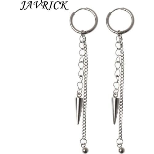 JAVRICK Korean KPOP Bangtan Boys Album Titanium Steel Long Tassel Chain Drop Earrings