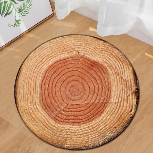3D Wood Grain Printed Round Carpet Computer Chair Rugs Kids Room Bedroom Living Room Floor Mat Home Decor Floor Bedside Mats
